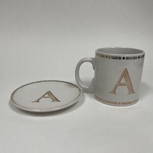 Signature Housewares Incorporated Vintage 2015 White Gold Cup Saucer "A" Initial